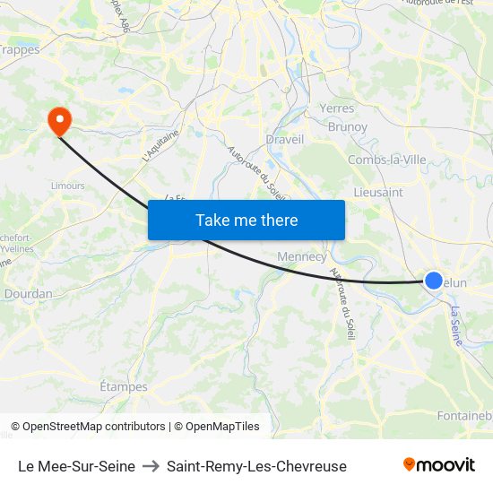 Le Mee-Sur-Seine to Saint-Remy-Les-Chevreuse map
