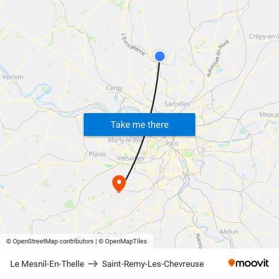 Le Mesnil-En-Thelle to Saint-Remy-Les-Chevreuse map