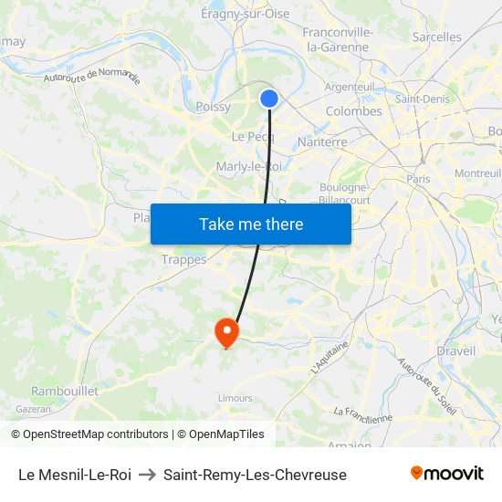Le Mesnil-Le-Roi to Saint-Remy-Les-Chevreuse map
