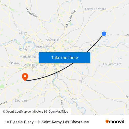 Le Plessis-Placy to Saint-Remy-Les-Chevreuse map