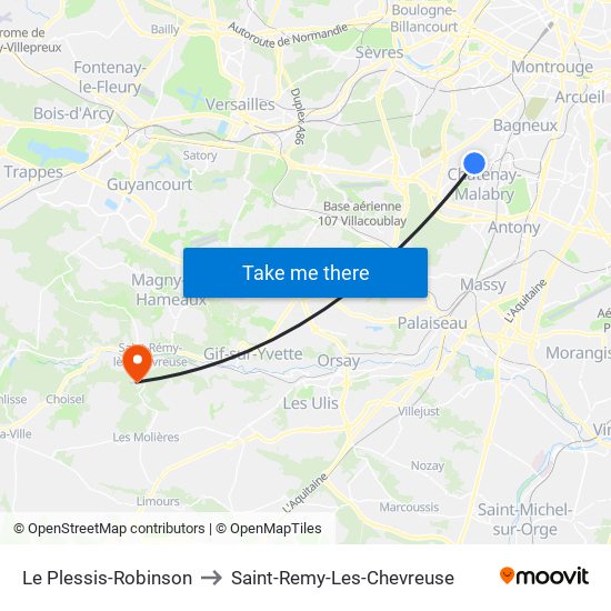 Le Plessis-Robinson to Saint-Remy-Les-Chevreuse map