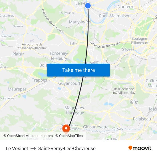 Le Vesinet to Saint-Remy-Les-Chevreuse map