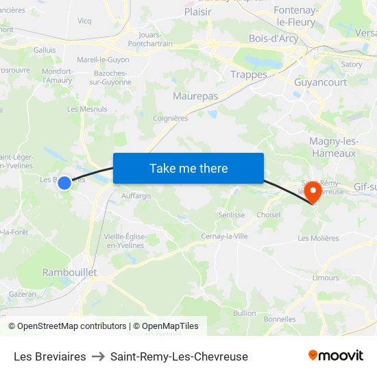 Les Breviaires to Saint-Remy-Les-Chevreuse map