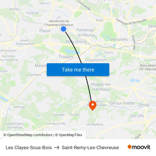 Les Clayes-Sous-Bois to Saint-Remy-Les-Chevreuse map