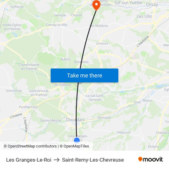 Les Granges-Le-Roi to Saint-Remy-Les-Chevreuse map