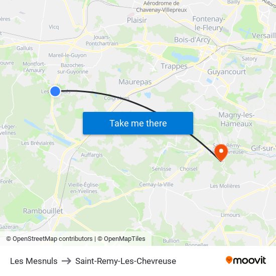 Les Mesnuls to Saint-Remy-Les-Chevreuse map