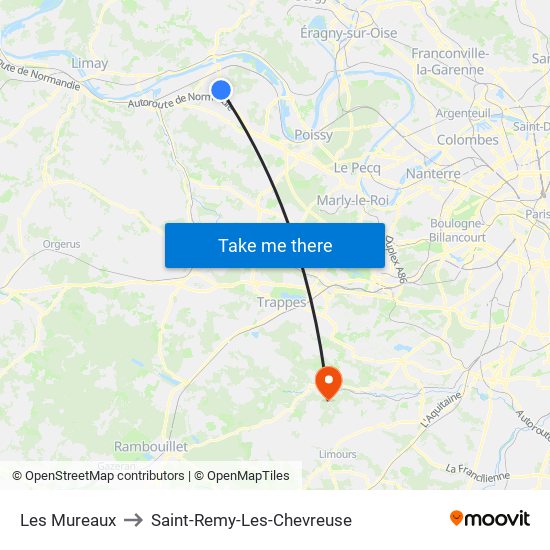 Les Mureaux to Saint-Remy-Les-Chevreuse map