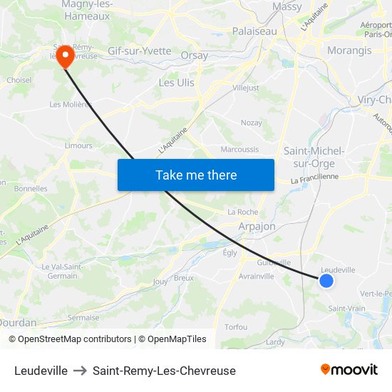 Leudeville to Saint-Remy-Les-Chevreuse map
