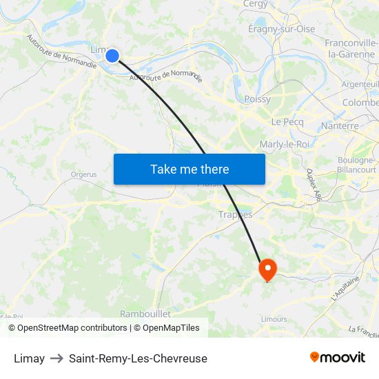 Limay to Saint-Remy-Les-Chevreuse map