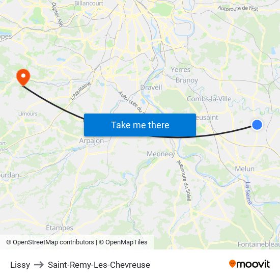 Lissy to Saint-Remy-Les-Chevreuse map