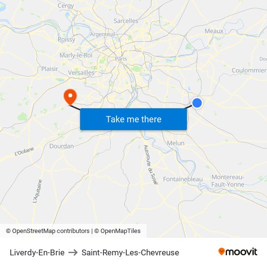 Liverdy-En-Brie to Saint-Remy-Les-Chevreuse map