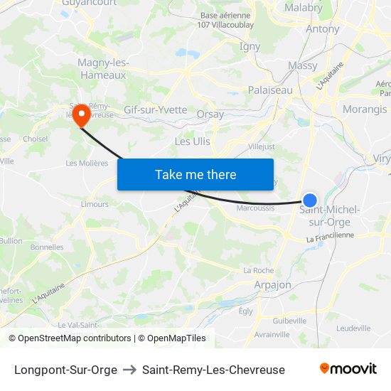 Longpont-Sur-Orge to Saint-Remy-Les-Chevreuse map