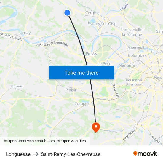 Longuesse to Saint-Remy-Les-Chevreuse map
