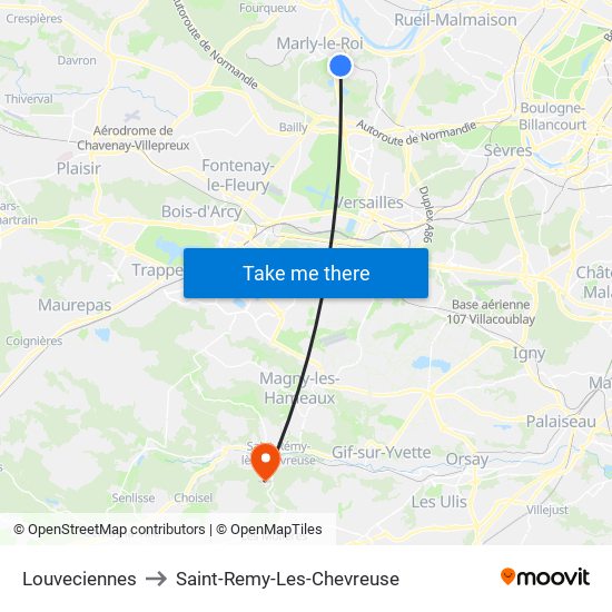 Louveciennes to Saint-Remy-Les-Chevreuse map