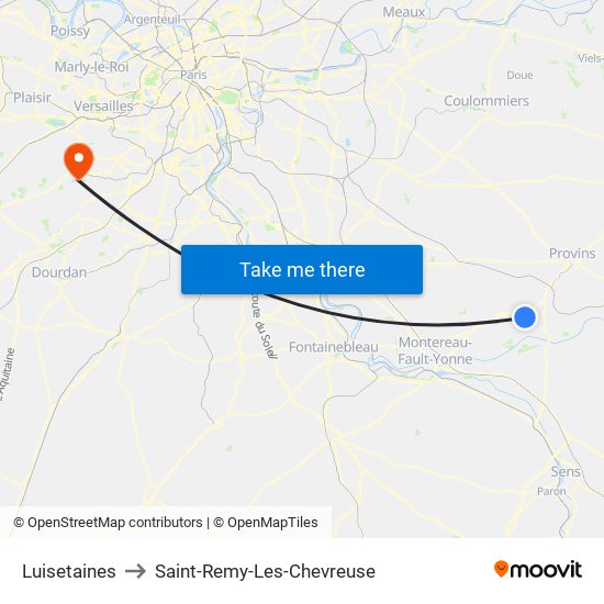 Luisetaines to Saint-Remy-Les-Chevreuse map