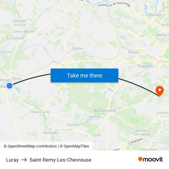 Luray to Saint-Remy-Les-Chevreuse map
