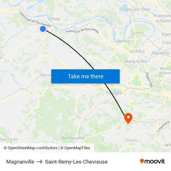 Magnanville to Saint-Remy-Les-Chevreuse map
