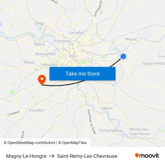 Magny-Le-Hongre to Saint-Remy-Les-Chevreuse map