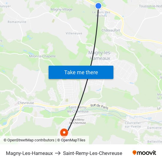 Magny-Les-Hameaux to Saint-Remy-Les-Chevreuse map