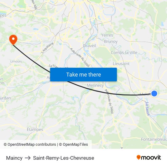 Maincy to Saint-Remy-Les-Chevreuse map