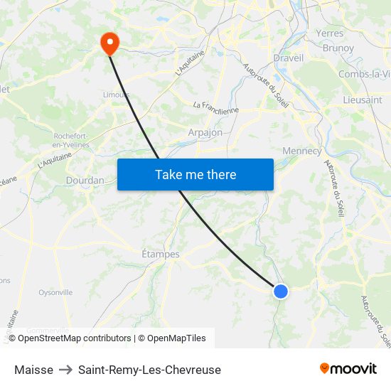 Maisse to Saint-Remy-Les-Chevreuse map