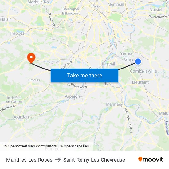 Mandres-Les-Roses to Saint-Remy-Les-Chevreuse map