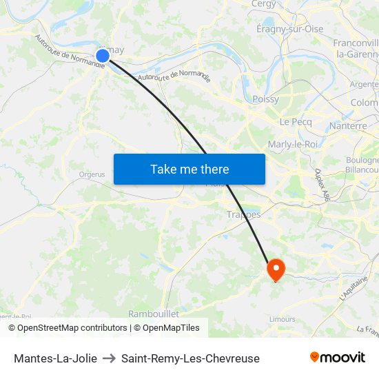 Mantes-La-Jolie to Saint-Remy-Les-Chevreuse map