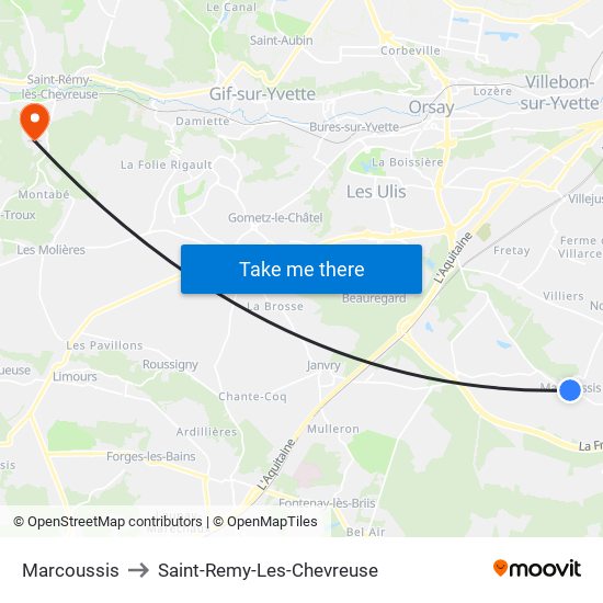 Marcoussis to Saint-Remy-Les-Chevreuse map
