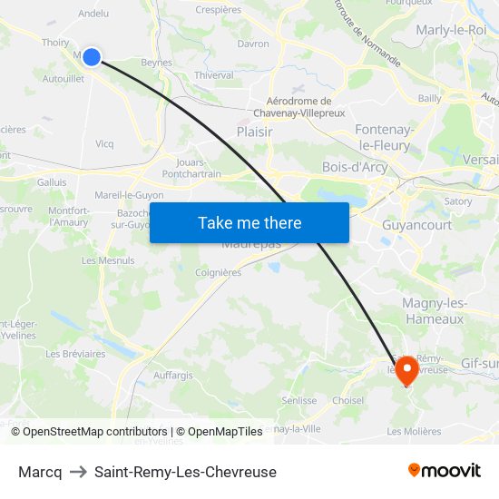 Marcq to Saint-Remy-Les-Chevreuse map