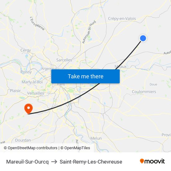 Mareuil-Sur-Ourcq to Saint-Remy-Les-Chevreuse map