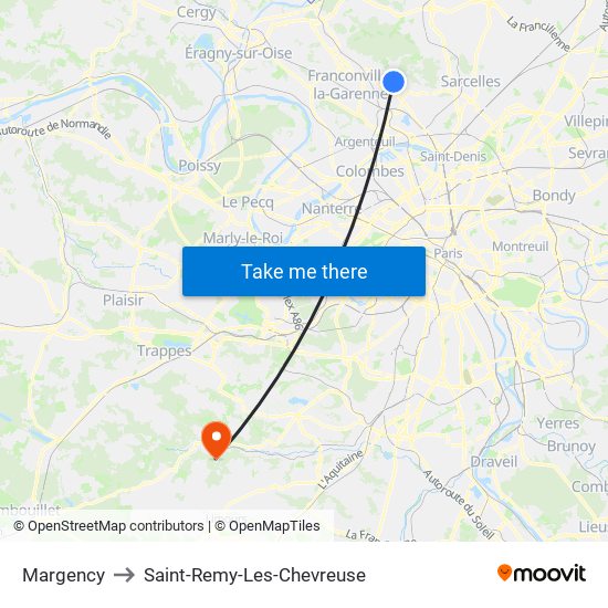 Margency to Saint-Remy-Les-Chevreuse map