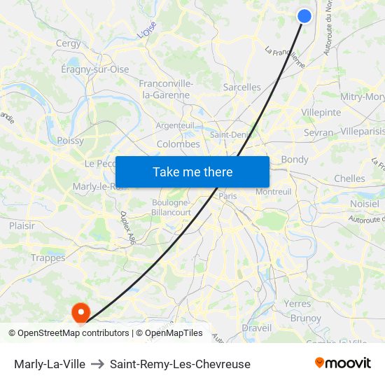 Marly-La-Ville to Saint-Remy-Les-Chevreuse map