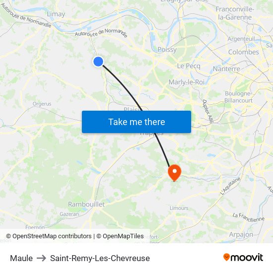 Maule to Saint-Remy-Les-Chevreuse map