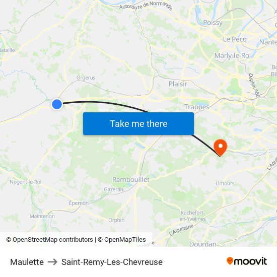 Maulette to Saint-Remy-Les-Chevreuse map