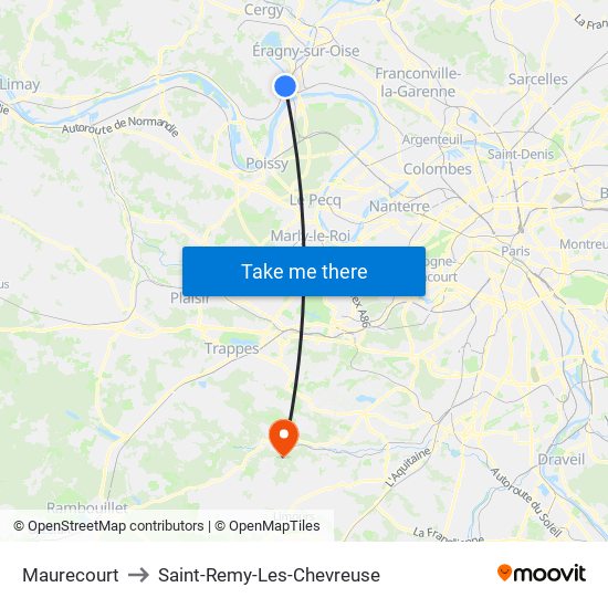Maurecourt to Saint-Remy-Les-Chevreuse map