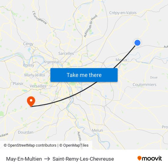May-En-Multien to Saint-Remy-Les-Chevreuse map