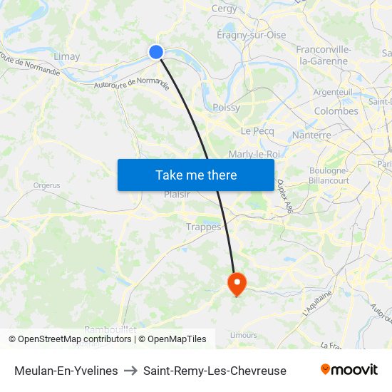 Meulan-En-Yvelines to Saint-Remy-Les-Chevreuse map