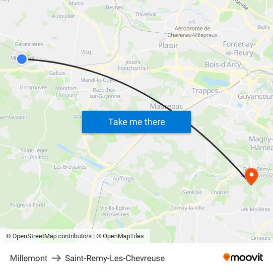 Millemont to Saint-Remy-Les-Chevreuse map