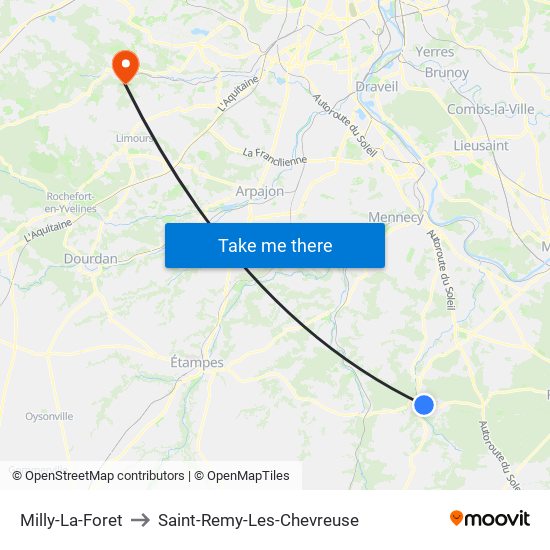 Milly-La-Foret to Saint-Remy-Les-Chevreuse map