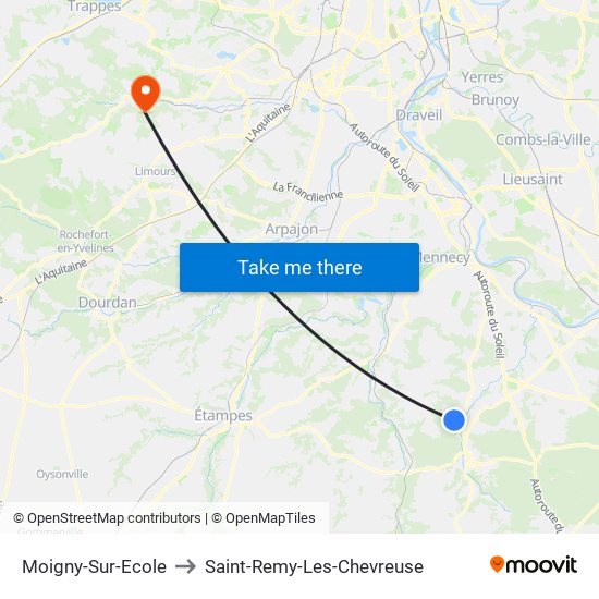 Moigny-Sur-Ecole to Saint-Remy-Les-Chevreuse map