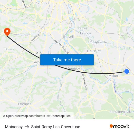 Moisenay to Saint-Remy-Les-Chevreuse map
