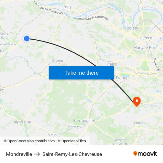 Mondreville to Saint-Remy-Les-Chevreuse map