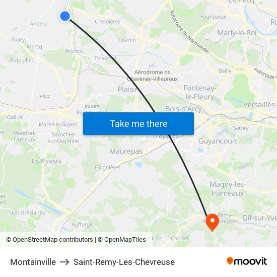 Montainville to Saint-Remy-Les-Chevreuse map