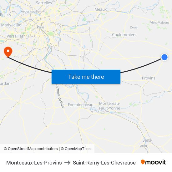 Montceaux-Les-Provins to Saint-Remy-Les-Chevreuse map