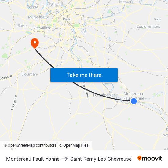 Montereau-Fault-Yonne to Saint-Remy-Les-Chevreuse map