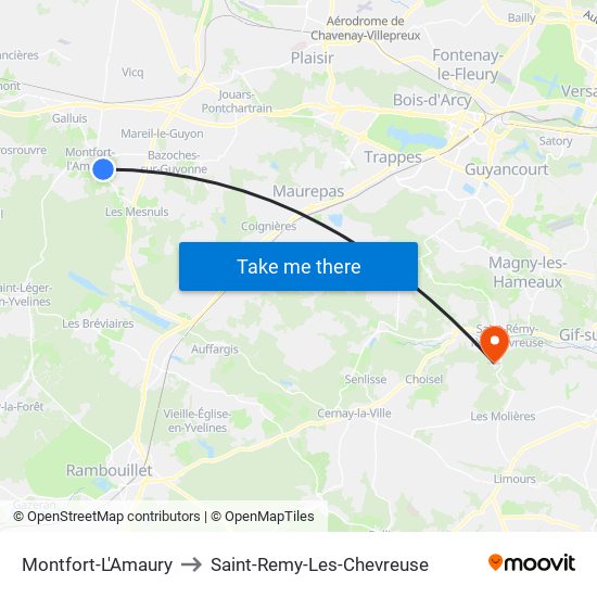 Montfort-L'Amaury to Saint-Remy-Les-Chevreuse map