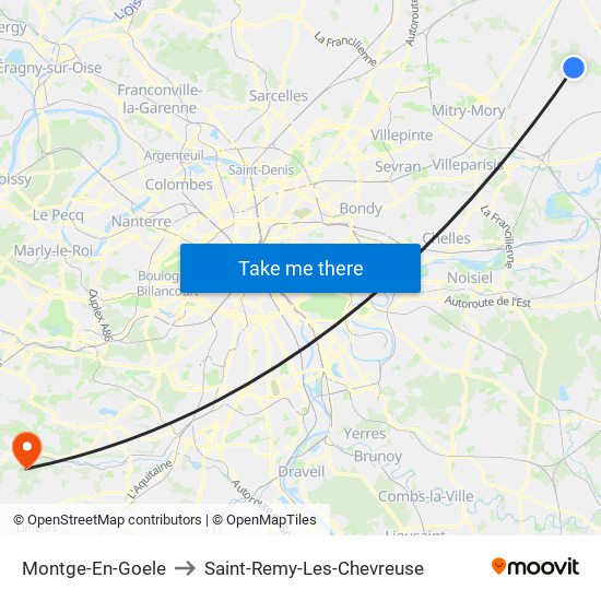Montge-En-Goele to Saint-Remy-Les-Chevreuse map