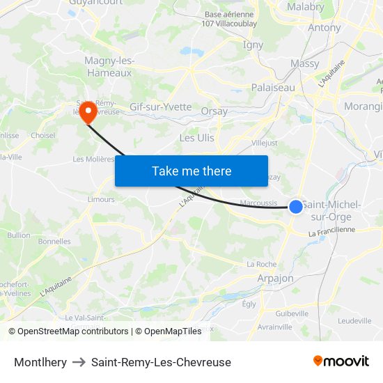 Montlhery to Saint-Remy-Les-Chevreuse map