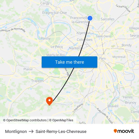 Montlignon to Saint-Remy-Les-Chevreuse map