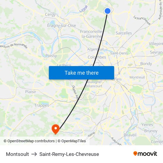 Montsoult to Saint-Remy-Les-Chevreuse map
